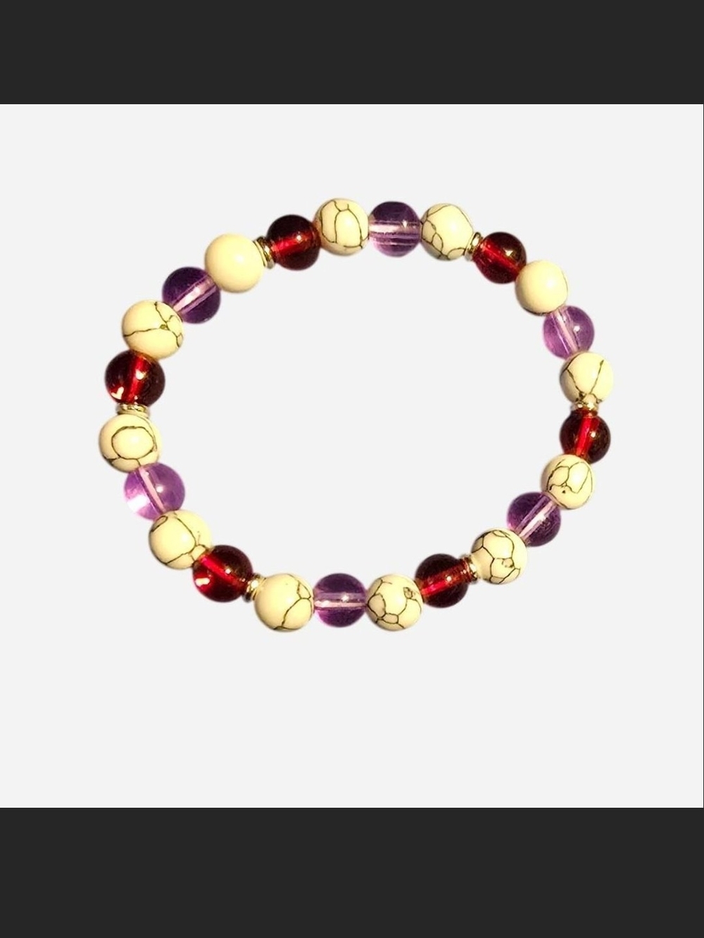 white turquoise, garnet, amethyst